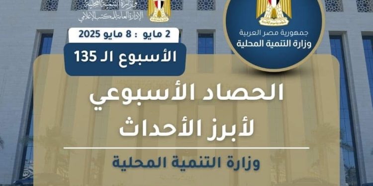 نشرة الحصاد الأسبوعي لرصد أنشطة وزارة التنمية المحلية