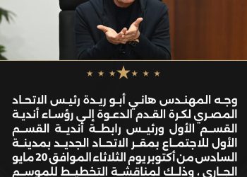 أبو ريدة يدعو رؤساء الأندية والرابطة لمناقشة التخطيط للموسم الجديد