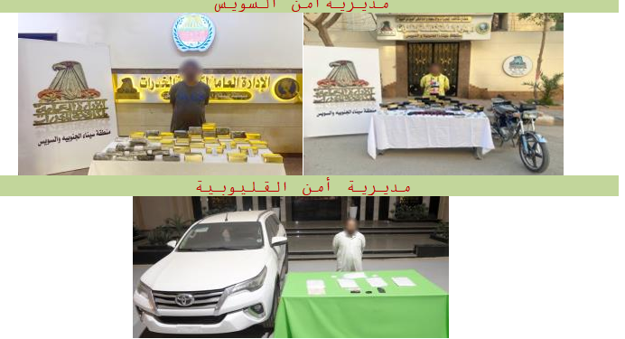 القبض على عناصر خطرة بحوزتها مخدرات بالقليوبية والسويس